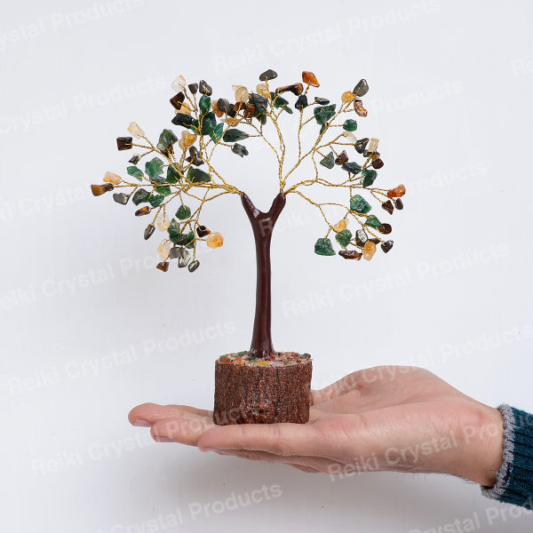 Natural Crystal Stone Money Wealth Tree 100 Chip Beads for Decorative Showpiece