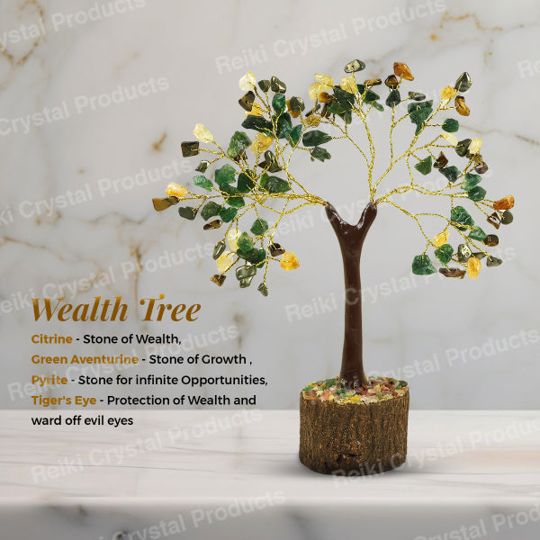 Natural Crystal Stone Money Wealth Tree 100 Chip Beads for Decorative Showpiece
