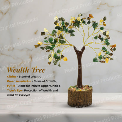 Natural Crystal Stone Money Wealth Tree 100 Chip Beads for Decorative Showpiece