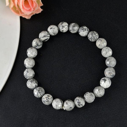 Natural Crystal Stone 8 mm Faceted Bead Bracelet for Unisex
