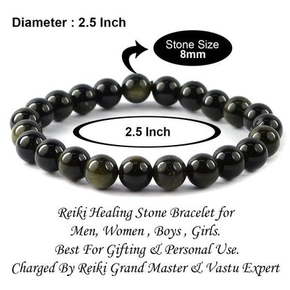Black Obsidian 8 mm Round Bead Bracelet