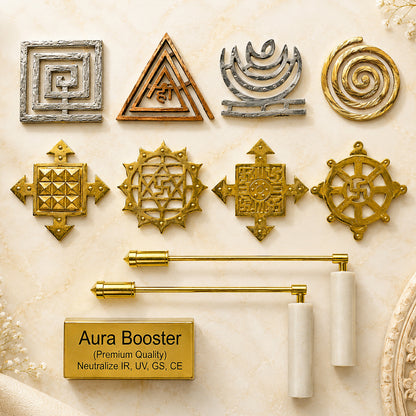 10 Pcs Vastu Tool Combo 15 cm 6 Inch with Direction Helix Brass Vastu Tools L Rods and Aura Booster
