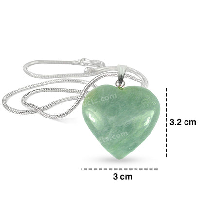 Amazonite Heart Shape Pendant Size 25-30 mm with Metal Chain