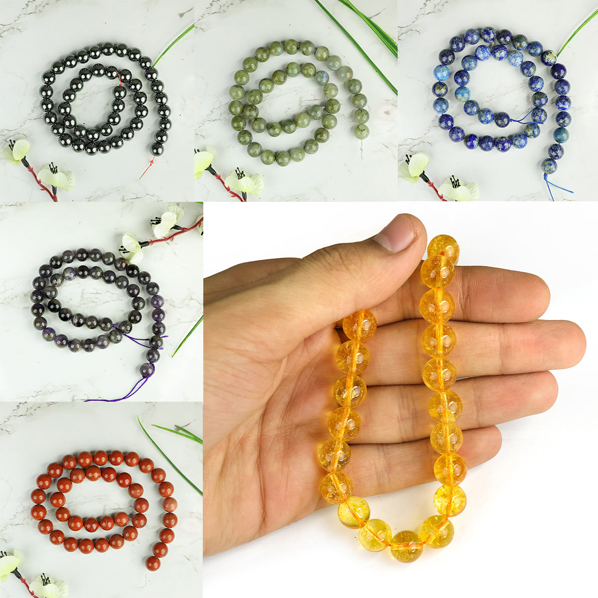 Natural Crystal Stone 10 mm Round Loose Beads 35-40 pcs for Making Bracelet Mala Necklaces