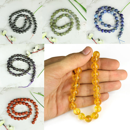 Natural Crystal Stone 10 mm Round Loose Beads 35-40 pcs for Making Bracelet Mala Necklaces
