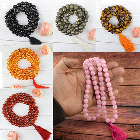Natural Crystal Stone 10 mm Faceted Beads Mala for Unisex
