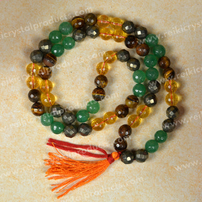 Wealth Combination 10 mm Faceted Bead Mala energized by Reiki Grand Master