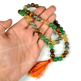Money Magnet Crystal Jap Mala 10 mm Round Beads | Wealth, Success & Abundance Crystal Combination Necklace | Reiki Charged Mala