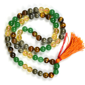 Money Magnet Crystal Jap Mala 10 mm Round Beads | Wealth, Success & Abundance Crystal Combination Necklace | Reiki Charged Mala