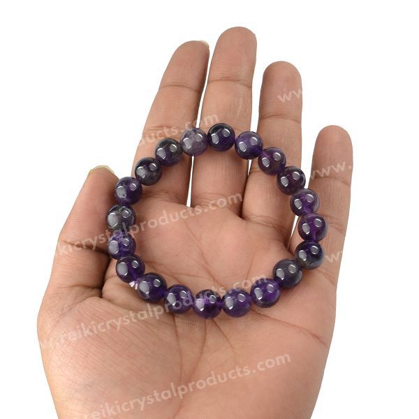 Certified Amethyst 10 mm Round Bead Bracelet