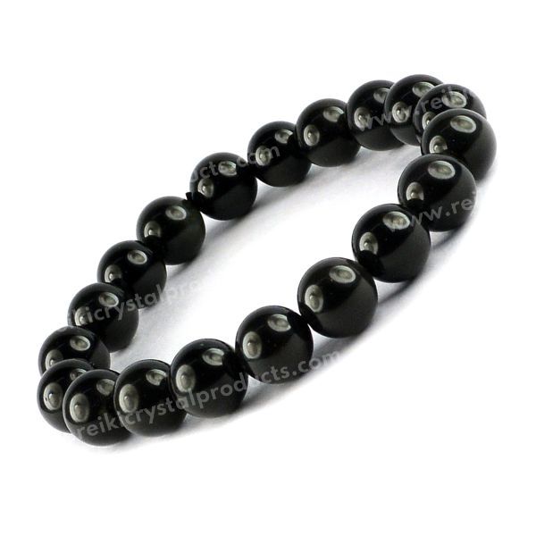 Certified Black Obsidian 10 mm Round Bead Bracelet