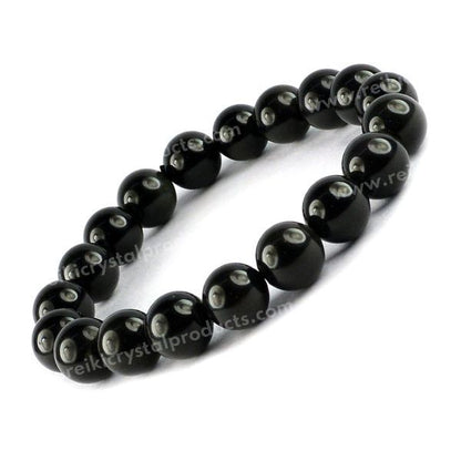 Certified Black Obsidian 10 mm Round Bead Bracelet