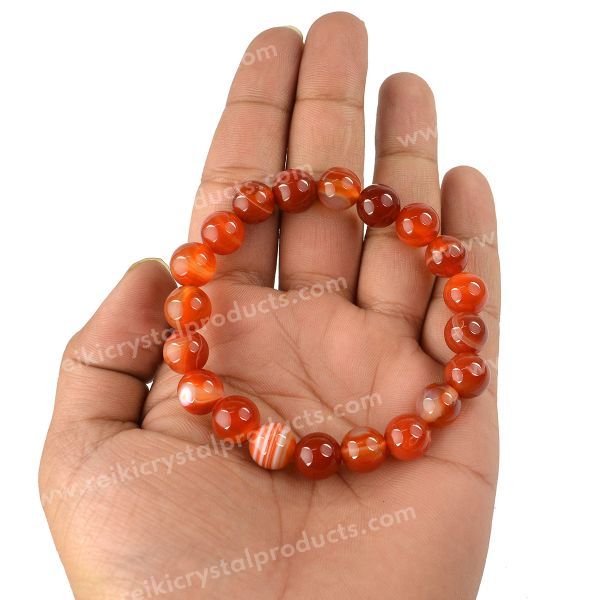 Certified Carnelian 10 mm Round Bead Bracelet