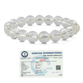 Certified Clear Quartz 10 mm Round Bead Bracelet