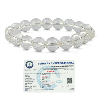 Certified Clear Quartz 10 mm Round Bead Bracelet