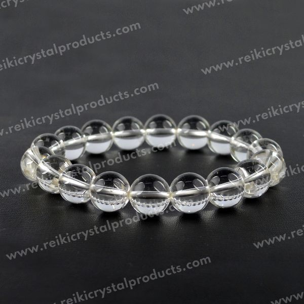 Certified Clear Quartz 10 mm Round Bead Bracelet