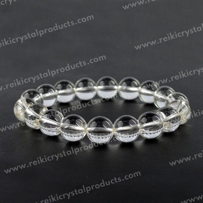 Certified Clear Quartz 10 mm Round Bead Bracelet