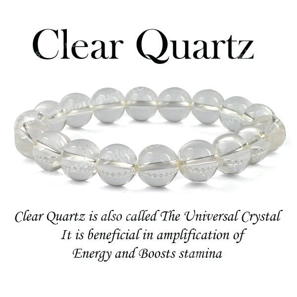 Certified Clear Quartz 10 mm Round Bead Bracelet