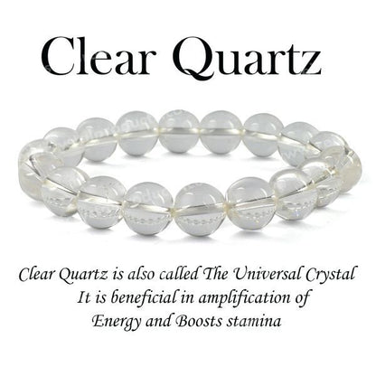 Certified Clear Quartz 10 mm Round Bead Bracelet