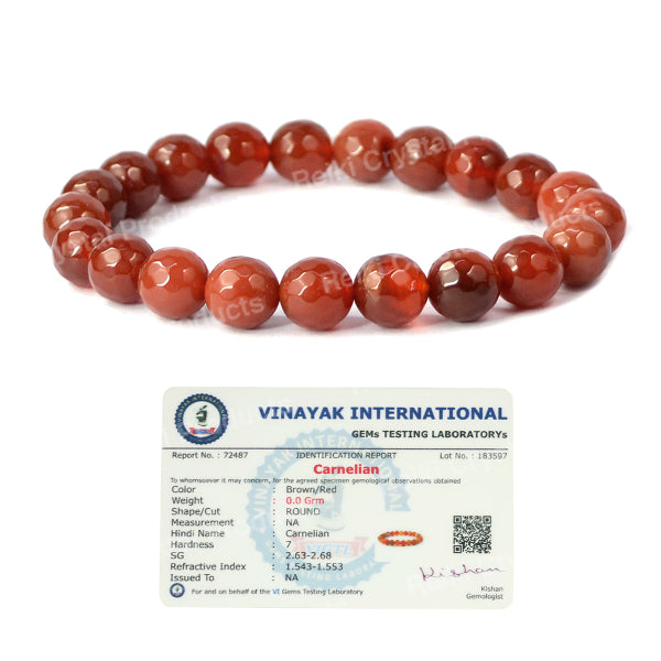 Certified Natural Crystal Stone 10 mm Faceted Bead Bracelet for Unisex