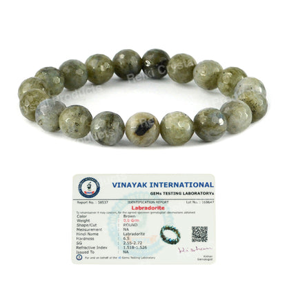 Certified Natural Crystal Stone 10 mm Faceted Bead Bracelet for Unisex