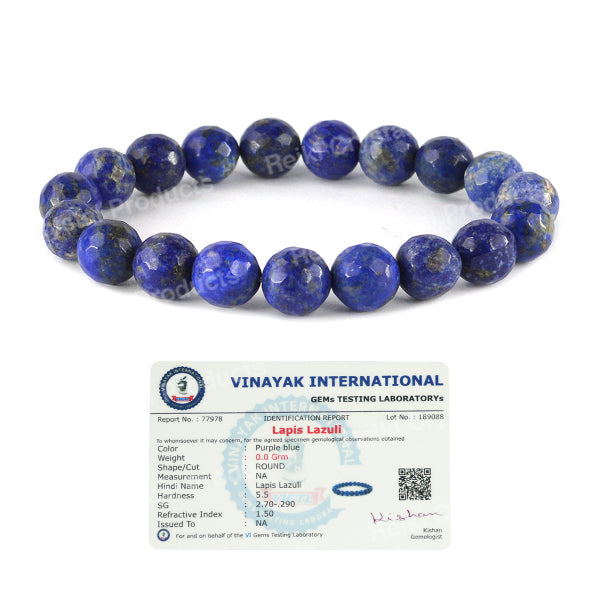 Certified Natural Crystal Stone 10 mm Faceted Bead Bracelet for Unisex