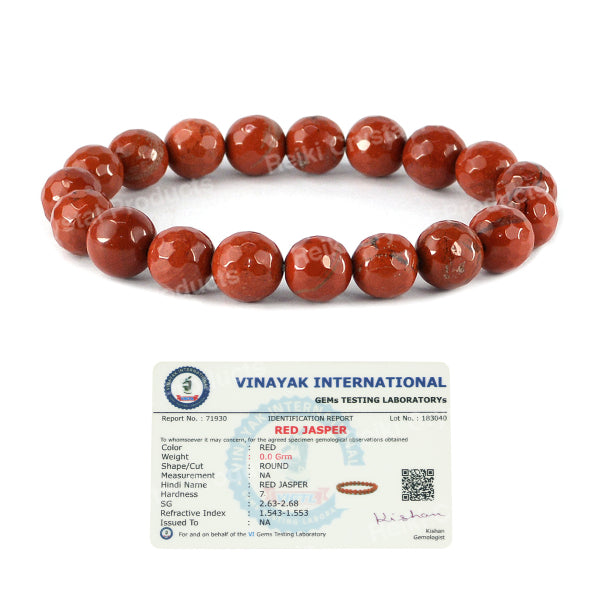 Certified Natural Crystal Stone 10 mm Faceted Bead Bracelet for Unisex