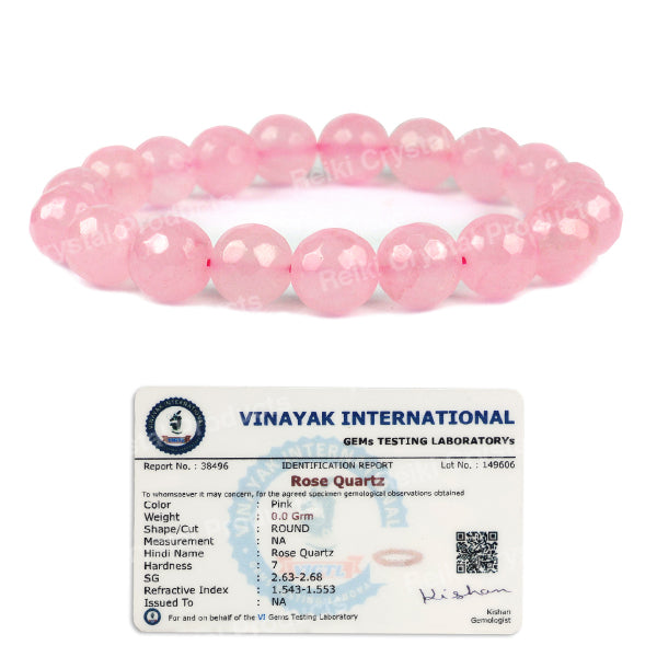 Certified Natural Crystal Stone 10 mm Faceted Bead Bracelet for Unisex