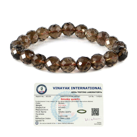 Certified Natural Crystal Stone 10 mm Faceted Bead Bracelet for Unisex