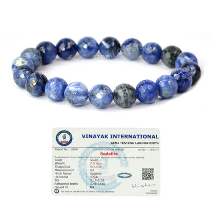 Certified Natural Crystal Stone 10 mm Faceted Bead Bracelet for Unisex