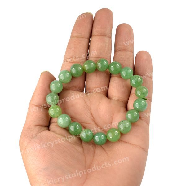 Certified Green Jade 10 mm Round Bead Bracelet