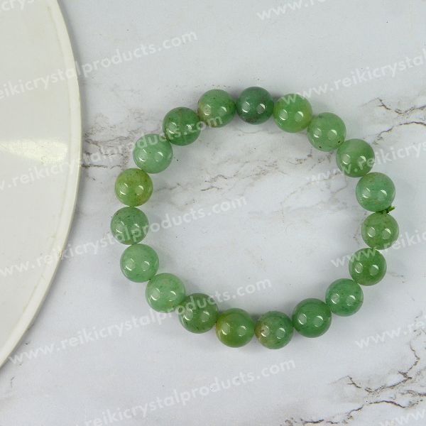 Certified Green Jade 10 mm Round Bead Bracelet