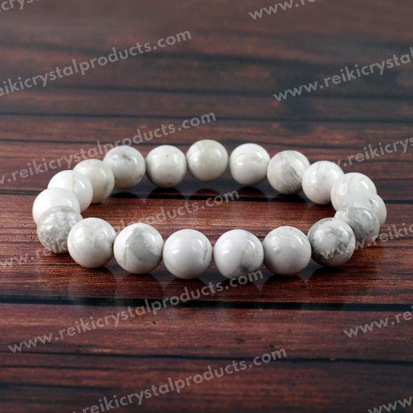 Certified Howlite 10 mm Round Bead Bracelet