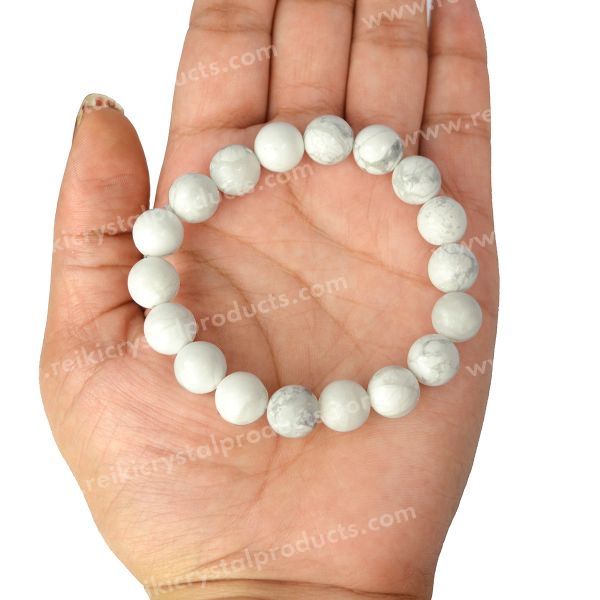 Certified Howlite 10 mm Round Bead Bracelet