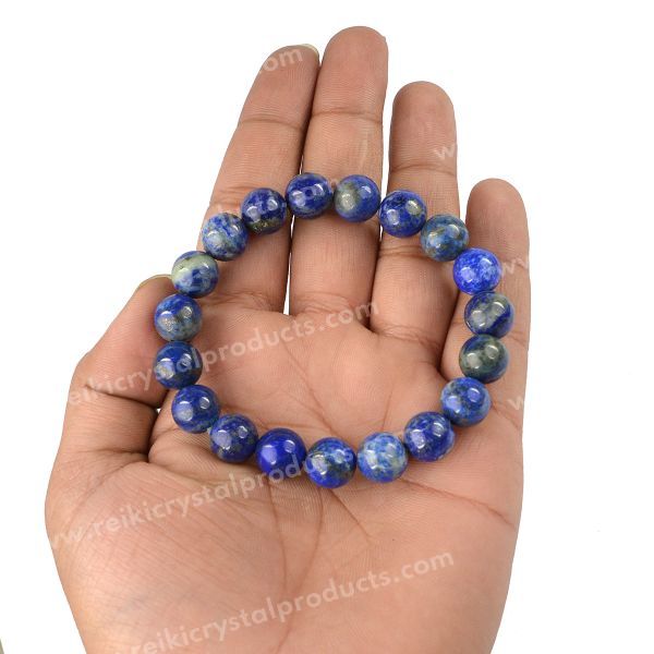 Certified Lapis Lazuli 10 mm Round Bead Bracelet