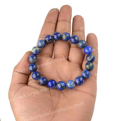 Certified Lapis Lazuli 10 mm Round Bead Bracelet