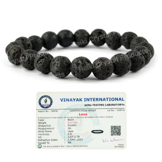 Certified Lava 10 mm Round Bead Bracelet