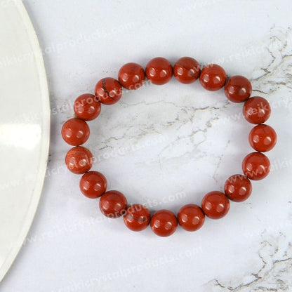 Certified Red Jasper 10 mm Round Bead Bracelet