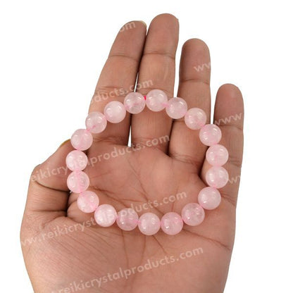 Certified Rose Quartz 10 mm Round Bead Bracelet