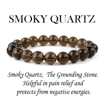 Certified Smoky Quartz 10 mm Round Bead Bracelet