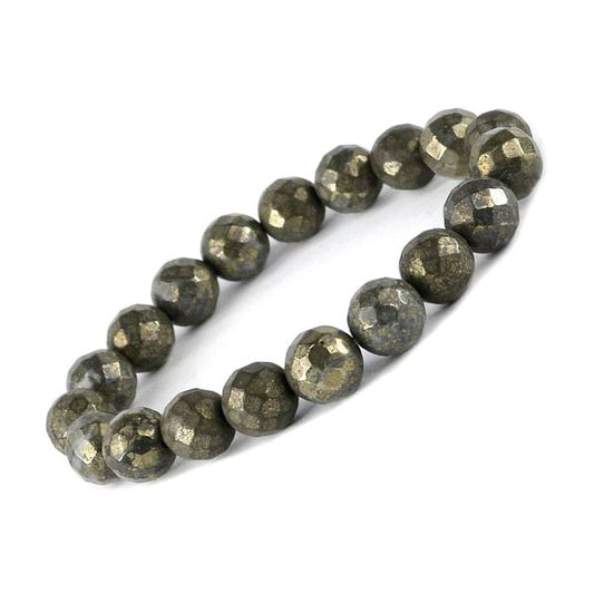 Pyrite 10 mm Faceted Bracelet