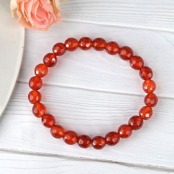 Natural Crystal Stone 8 mm Faceted Bead Bracelet for Unisex