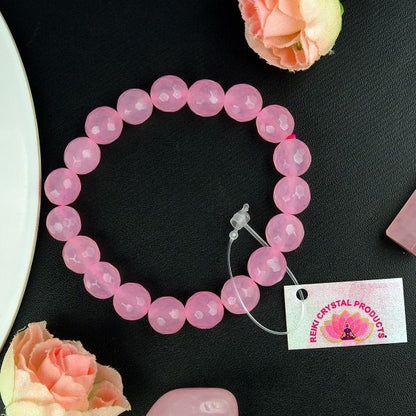 Natural Crystal Stone 12 mm Faceted Beads Bracelet