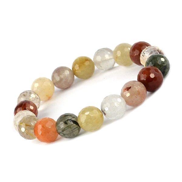 Natural Crystal Stone 12 mm Faceted Beads Bracelet