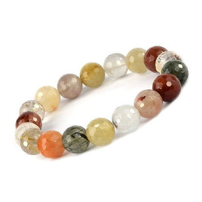 Natural Crystal Stone 12 mm Faceted Beads Bracelet