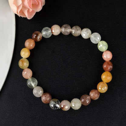Natural Crystal Stone 8 mm Faceted Bead Bracelet for Unisex