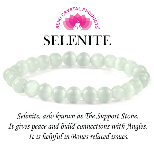 Selenite 8 mm Round Bead Bracelet