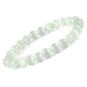 Selenite 8mm bead bracelet Reiki charged for calmness and clarity