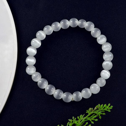 Selenite 8 mm Round Bead Bracelet