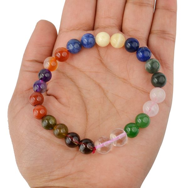 12 Chakra 8mm Round Bead Bracelet